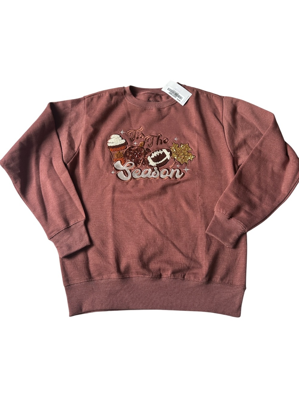 Embellished Fall Tis the Season Crewneck Sweatshirt